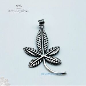 Oxidized Sterling Silver .925 Leaf Pendant